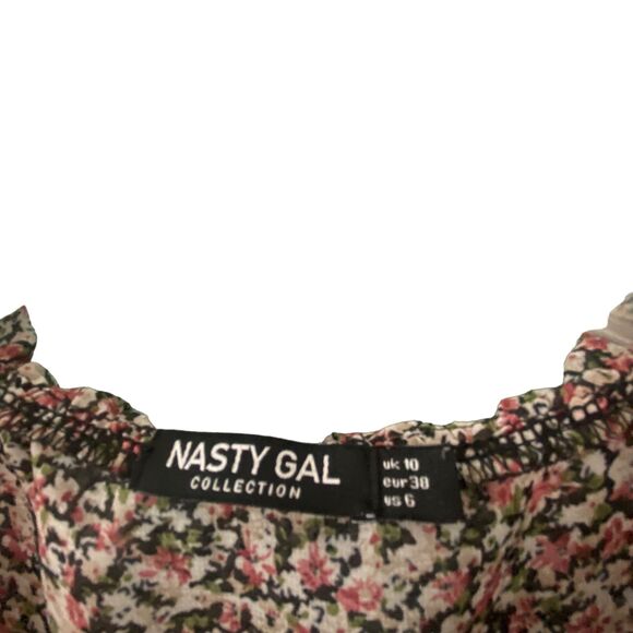 Nasty Gal Women Floral Button Down Sheer Blouse Top Long sleeve Shirt Size 6 - Picture 6 of 10